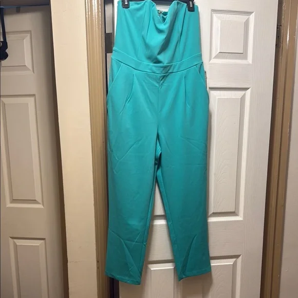 Express Blue Jumpsuit Modern Strapless Design - Picture 2 of 7